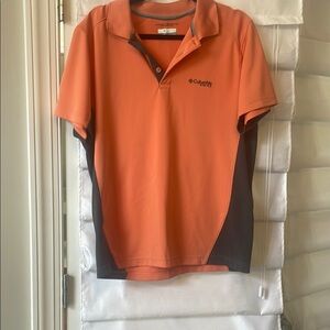 Columbia Orange Polo Shirt Lightweight Breathable Design